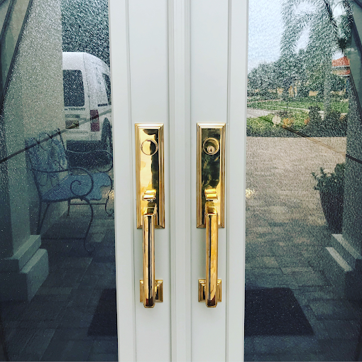 Gold French door handles